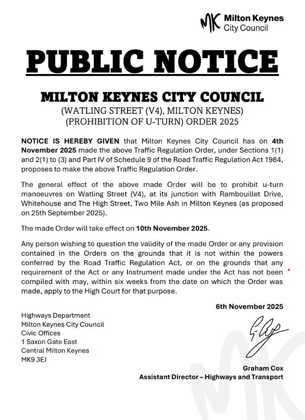 U-turn ban on V4 Watling Street 